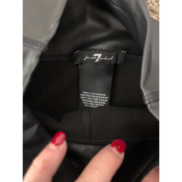 7 For All Mankind Womens Faux Leather Moto Leggings XS Black - Picture 4 of 7